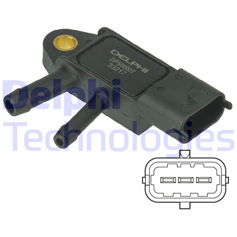 DELPHI Number of pins: 3-pin connector Sensor, exhaust pressure DPS00007 buy