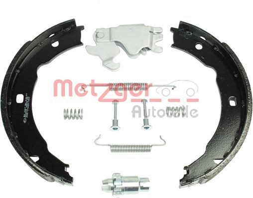 0152022 METZGER Parking brake shoes PEUGEOT Rear Axle Left, Rear Axle Right, with accessories, with expander kit and adjusters