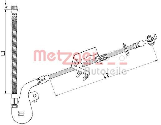 4110928 METZGER Brake flexi hose CITROËN Front Axle Right, 221/283 mm, M10x1