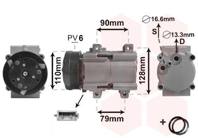 VAN WEZEL *** IR PLUS *** 1800K284 Air conditioning compressor FS10, 12V, PAG 46, R 134a, with accessories