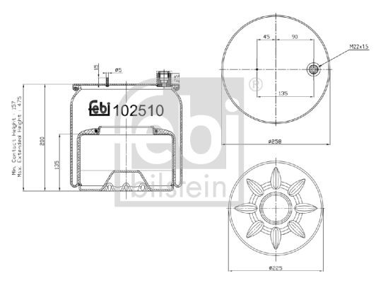 FEBI BILSTEIN 102510 Federbalg, Luftfederung für MERCEDES-BENZ ACTROS MP4 / MP5 LKW in Original Qualität