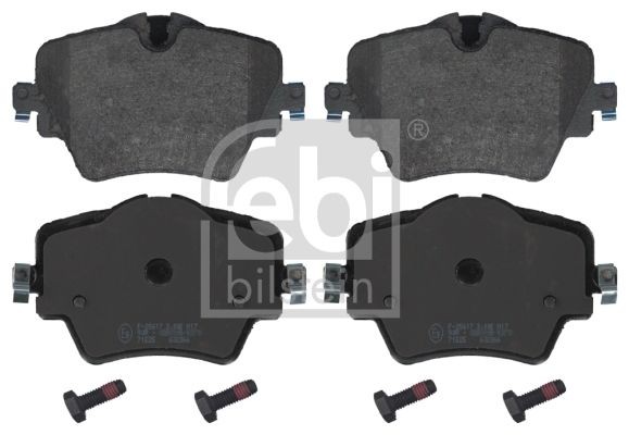 16908 Set of brake pads 16908 FEBI BILSTEIN Front Axle, prepared for wear indicator, with fastening material