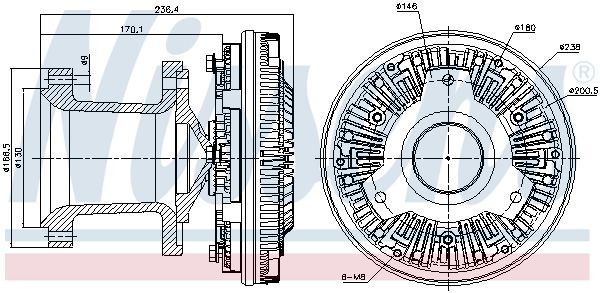 Mercedes SPRINTER Engine fan clutch 12833464 NISSENS 86032 online buy