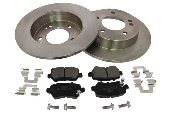 Brake discs and pads set MAPCO Rear Axle, solid, with acoustic wear warning - 47255