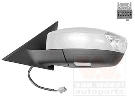 VAN WEZEL 1887817 Wing mirror Left, primed, Complete Mirror, Aspherical, for electric mirror adjustment, Heatable, without memory