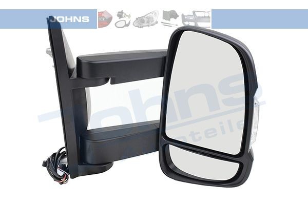 JOHNS 30 44 38-22 Wing mirror Right, black, Long mirror arm, for electric mirror adjustment, Convex, Heatable