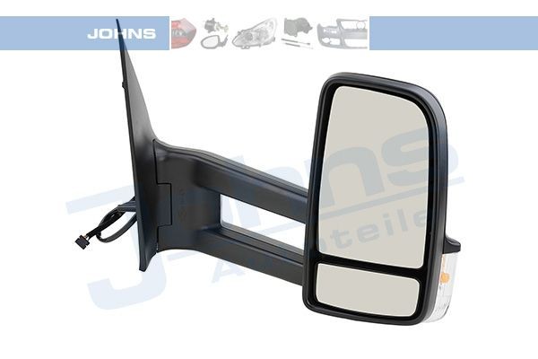 JOHNS 50 64 38-26 Wing mirror Right, black, Long mirror arm, Convex, with wide angle mirror, Heatable, for electric mirror adjustment