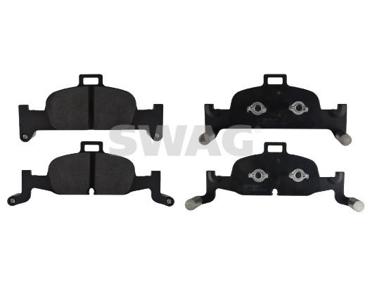 SWAG 30 91 6938 Brake pad set Front Axle, prepared for wear indicator, with piston clip