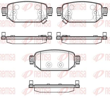 PCA173102 REMSA Rear Axle, with acoustic wear warning, with adhesive film, with spring Height: 43,5mm, Thickness: 15,5mm Brake pads 1731.02 buy