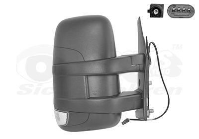 VAN WEZEL 2815802 Wing mirror Right, Complete Mirror, Convex, for manual mirror adjustment, Short mirror arm, with aerial