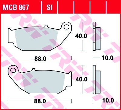 Motorrad TRW Sinter Offroad Höhe: 40mm, Breite: 88mm, Dicke/Stärke: 10mm Bremsbeläge MCB867SI günstig kaufen
