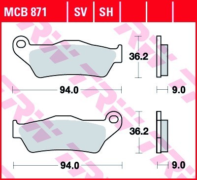 TRW Sinter Street Height: 36,2mm, Width: 94mm, Thickness: 9mm Brake pads MCB871SV buy