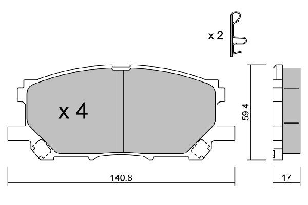 AISIN BPLX-1003 Brake pad set with acoustic wear warning