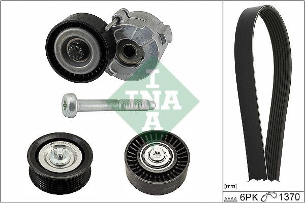 INA Check alternator freewheel clutch & replace if necessary Length: 1370mm, Number of ribs: 6 Serpentine belt kit 529 0190 10 buy