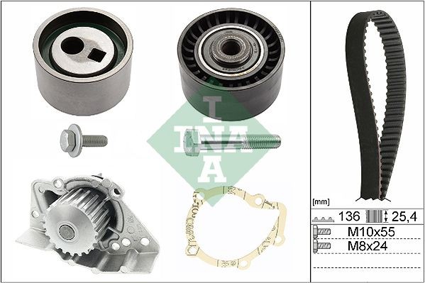 INA 530009530 Water pump and timing belt kit 1611898680