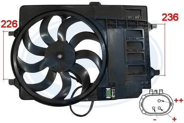 ERA 352016 Fan, radiator Ø: 398 mm, 12V, with resistor