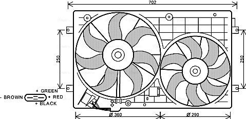 AVA COOLING SYSTEMS VN7528 Fan, radiator D1: 360 mm, 220, 220-150W, with radiator fan shroud