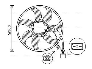 AVA COOLING SYSTEMS VN7537 Fan, radiator Ø: 363 mm, 12V, 220W, without radiator fan shroud, with integrated regulator