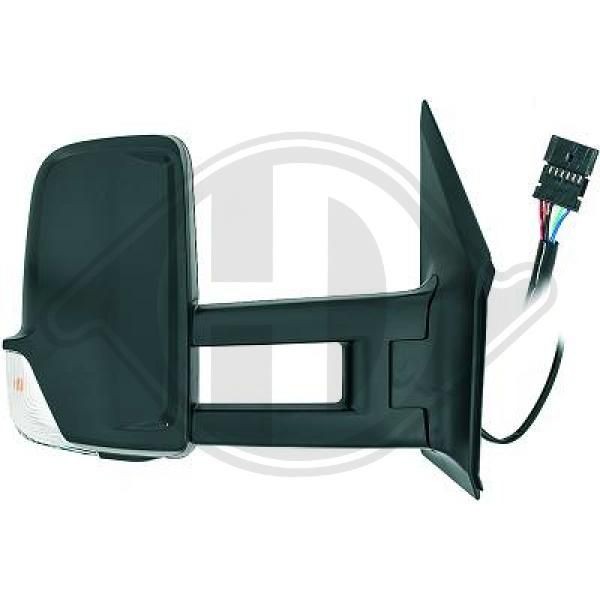 DIEDERICHS 2281424 Wing mirror Right, Grained, for electric mirror adjustment, Convex, Heatable, Long mirror arm, Heatable blind spot mirror, Complete Mirror