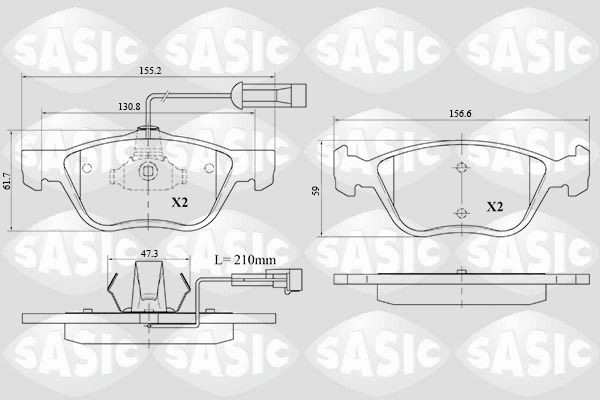 21636 SASIC Front Axle, with acoustic wear warning Thickness: 18,5mm Brake pads 6216072 buy