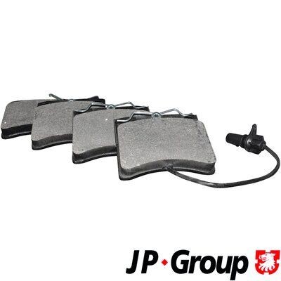 JP GROUP 1163603810 Brake pad set Front Axle, with integrated wear warning contact