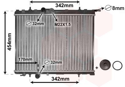 VAN WEZEL *** IR PLUS *** 40002189 Engine radiator Aluminium, 380 x 545 x 18 mm, with accessories, Mechanically jointed cooling fins