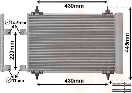 VAN WEZEL *** IR PLUS *** 40005215 Air conditioning condenser with accessories, with dryer, 14,5mm, 11mm, Aluminium, 515mm