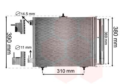 VAN WEZEL 40005295 Air conditioning condenser with dryer, Aluminium, 420mm