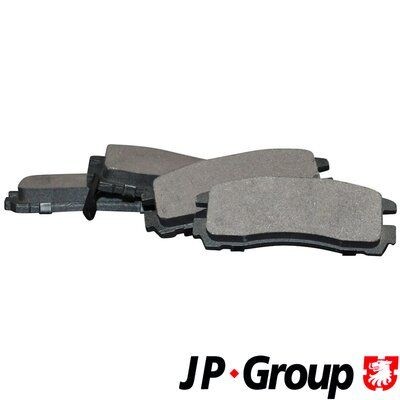 3963700110 JP GROUP Brake pad set DODGE Rear Axle, with acoustic wear warning