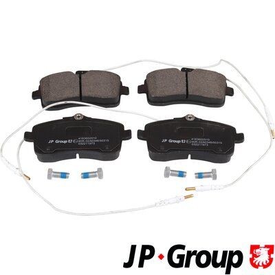 JP GROUP 4163602510 Brake pad set Front Axle, incl. wear warning contact