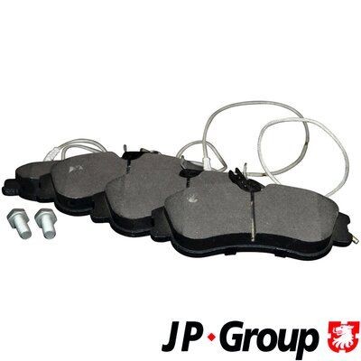 JP GROUP 4163603810 Brake pad set Front Axle, with integrated wear warning contact