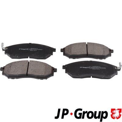 JP GROUP 4363600810 Brake pad set Front Axle, with acoustic wear warning
