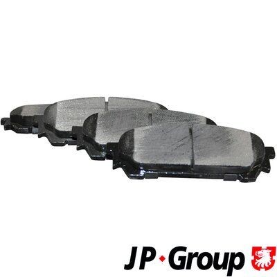 JP GROUP 4663700210 Brake pad set Rear Axle, with acoustic wear warning