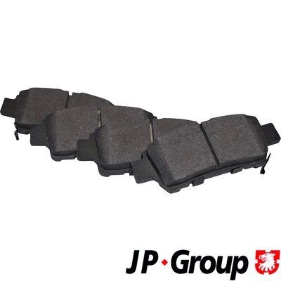 JP GROUP 4863700510 Brake pad set Rear Axle, with acoustic wear warning