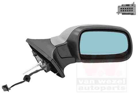 VAN WEZEL 4060808 Wing mirror Right, Blue-tinted, Complete Mirror, Convex, for electric mirror adjustment, Heatable, with thermo sensor