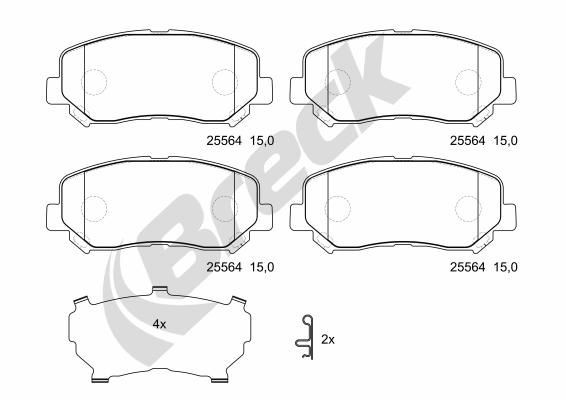 BRECK 25564 00 701 00 Brake pad set incl. wear warning contact, with acoustic wear warning, with accessories