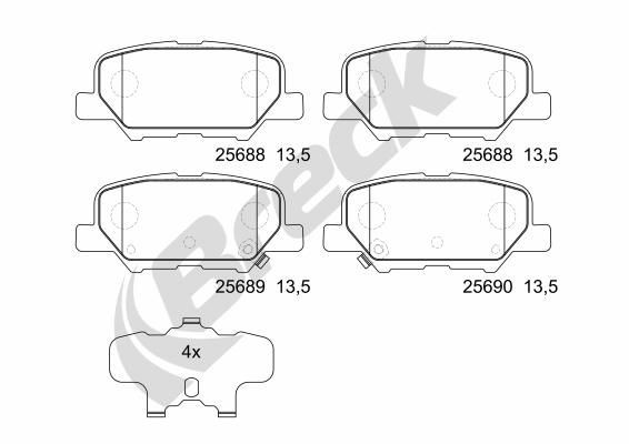 BRECK 25688 00 702 00 Brake pad set incl. wear warning contact, with acoustic wear warning, with accessories