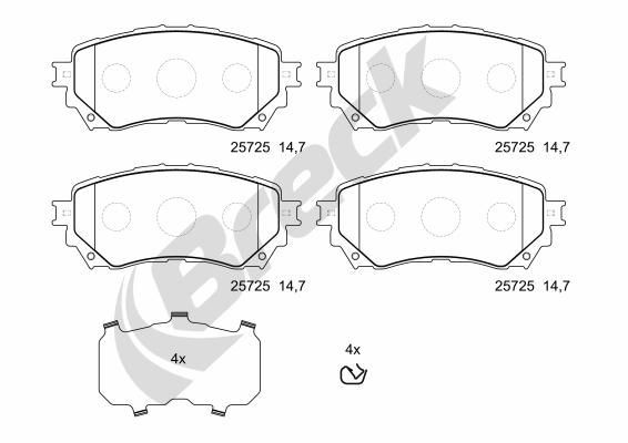 BRECK 25725 00 701 00 Brake pad set not prepared for wear indicator, with accessories