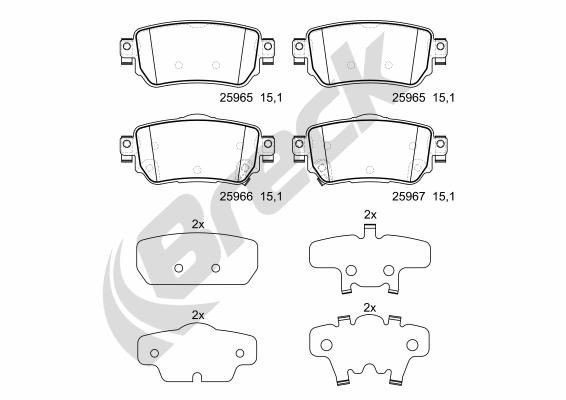 BRECK 25965 00 702 00 Brake pad set with acoustic wear warning, with accessories