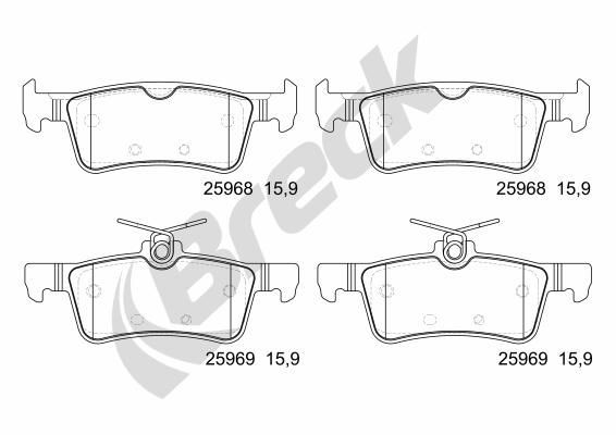 BRECK 25968 00 704 00 Brake pad set with accessories