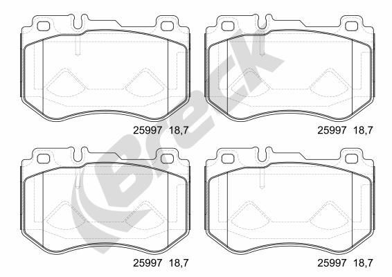 BRECK 25997 00 701 00 Brake pad set prepared for wear indicator, with anti-squeak plate, without accessories