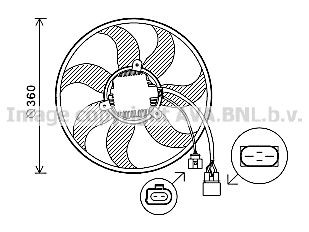 VN7537 PRASCO Cooling fan SEAT D1: 360 mm, 12V, 220-3W, without radiator fan shroud