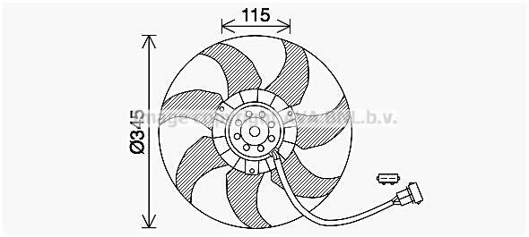 Cooling fan assembly PRASCO D1: 345 mm, 12V, without radiator fan shroud - VN7541