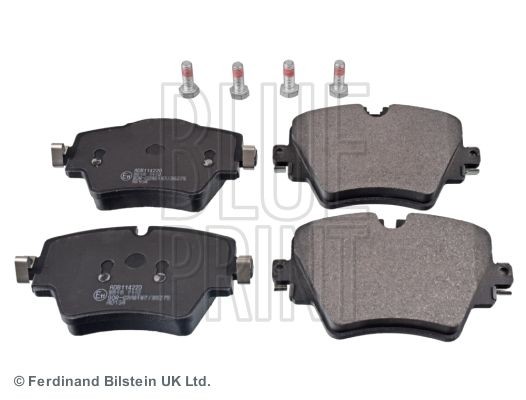 BLUE PRINT ADB114220 Brake pad set Front Axle, prepared for wear indicator, with fastening material