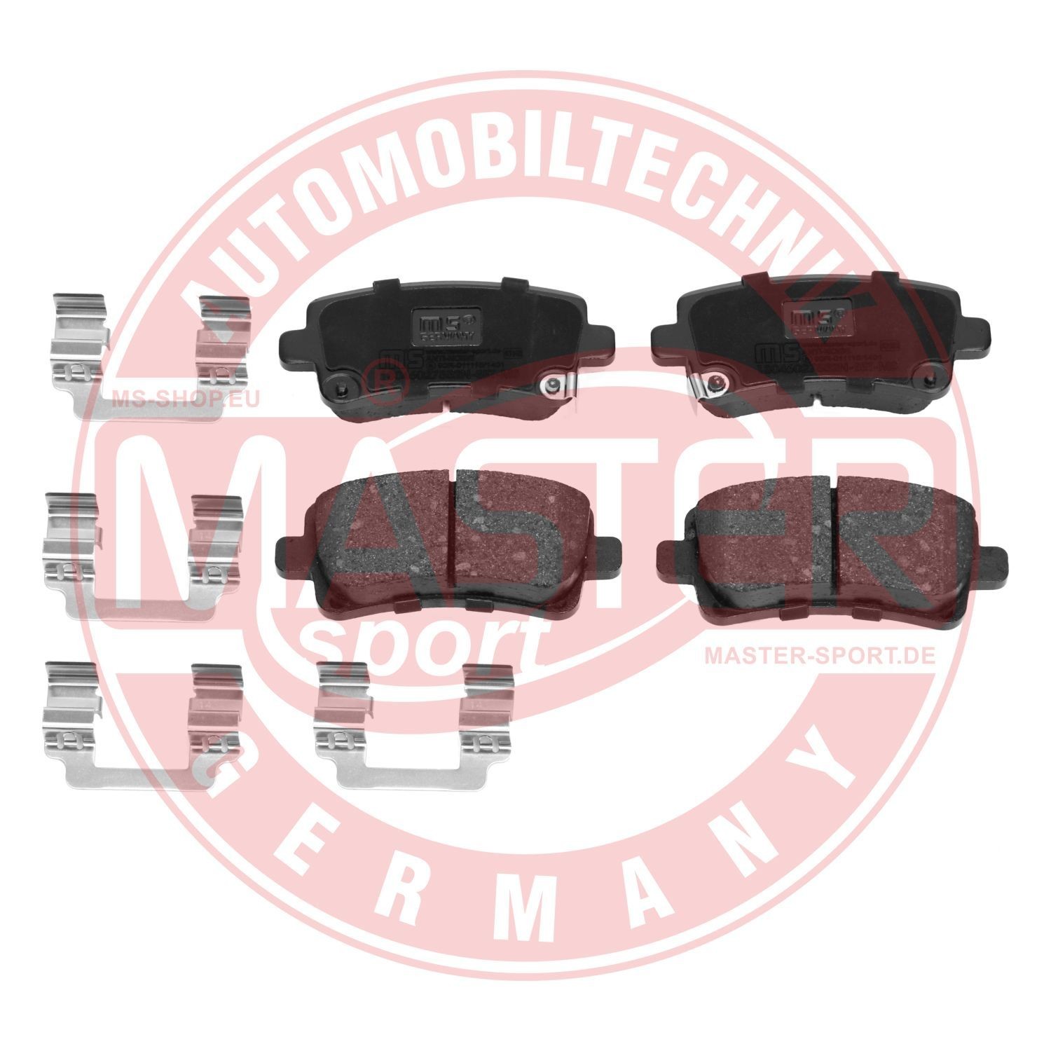 13046027552N-SET-MS MASTER-SPORT Brake pad set SAAB Rear Axle, with acoustic wear warning, with anti-squeak plate