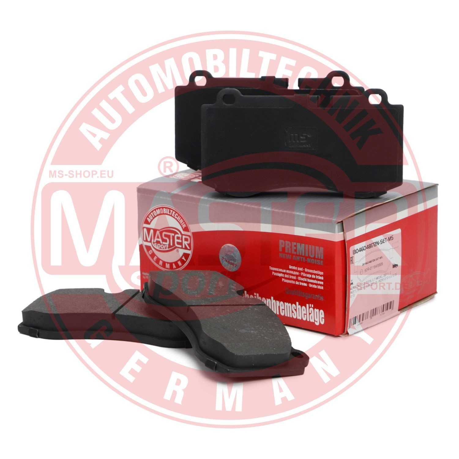 MASTER-SPORT AB236048172 Disc pads Front Axle, prepared for wear indicator, excl. wear warning contact, with anti-squeak plate