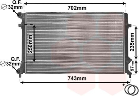 Radiators VAN WEZEL *** IR PLUS *** Aluminium, 650 x 415 x 25 mm, with accessories, Mechanically jointed cooling fins - 58002204