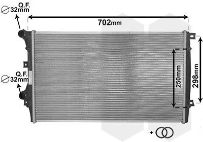 58002206 VAN WEZEL Radiators SKODA Aluminium, 650 x 415 x 29 mm, with accessories, Brazed cooling fins