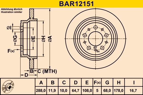 Barum Bremsscheiben CUPRA BAR12151 in Original Qualität