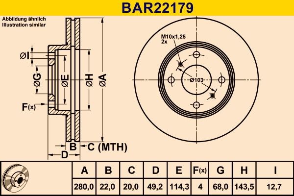 Barum BAR22179 Brake disc 40206 55F01